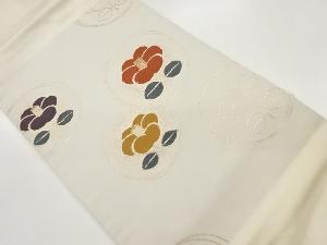 丸文に遠州椿模様織出し名古屋帯